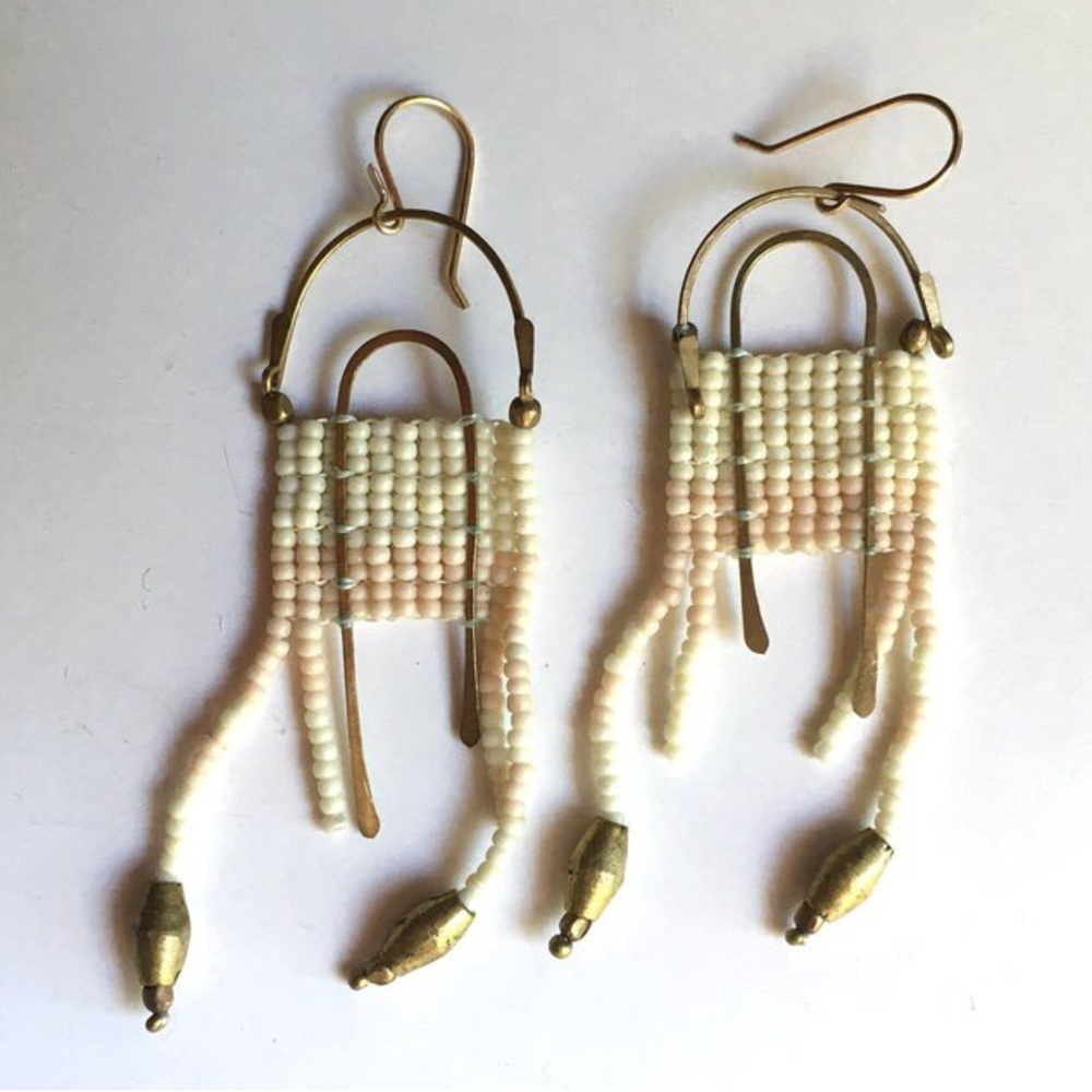 Handmade beaded earrings. New